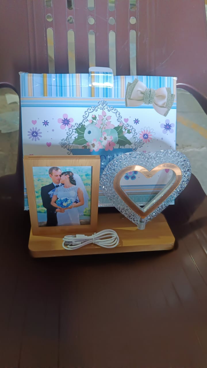 Heart Shape Cystal Led Lamp & Photo Frame Night Lamp | Wedding Gift | love couple Heart Shape Cystal Led Lamp & Photo Frame Night Lamp | Wedding Gift | love couple